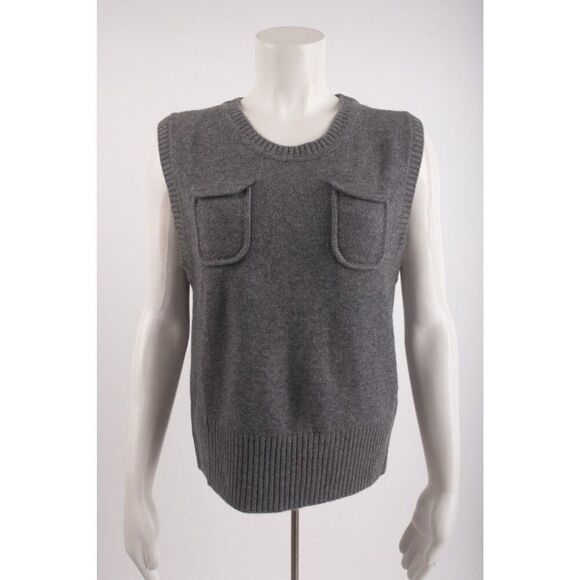 Massimo Dutti Womans Sweater Vest Size L Charcoal Gray Wool Blend 5738/567 NWT - Picture 1 of 6